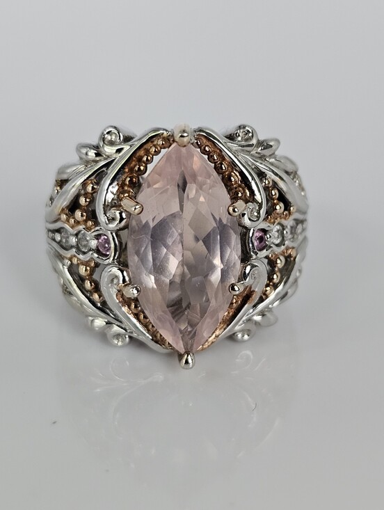 Michael Valitutti Jewelry - Retired Morganite & Pink Sapphire Ring Palladium Sterling Silver 18K Size 7!